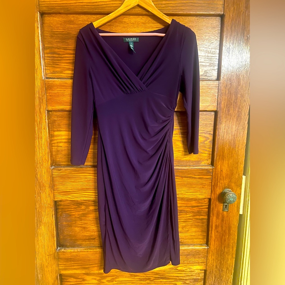 Lauren by Ralph Lauren dress in a beautiful rich eggplant color, size 4.